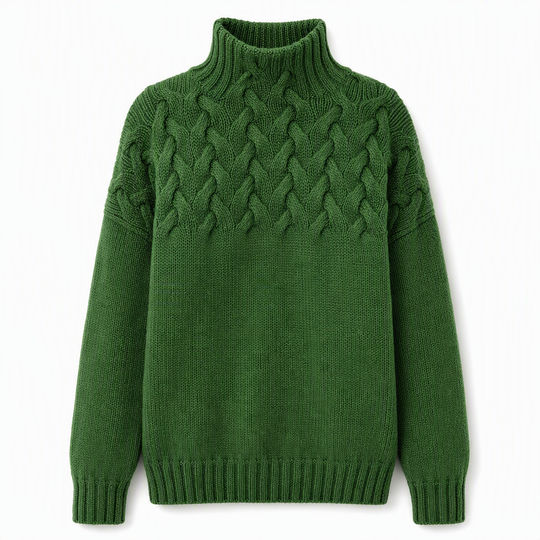 🧶 Cozy Cable-Knit Style | Turtleneck Pullover Sweater