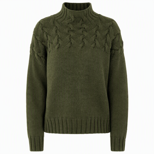 🧶 Cozy Cable-Knit Style | Turtleneck Pullover Sweater
