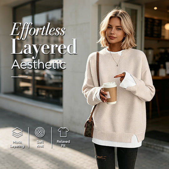 Women’s Mock Two Piece Knit Sweater