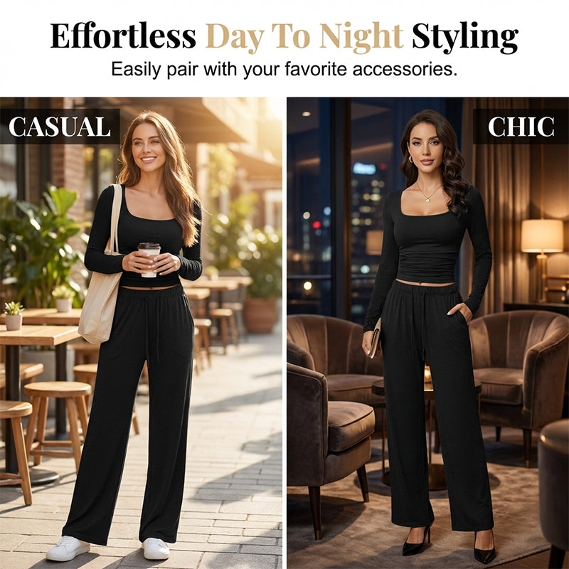 💫 Flattering Square Neck, Effortless Two-Piece Style | Women&