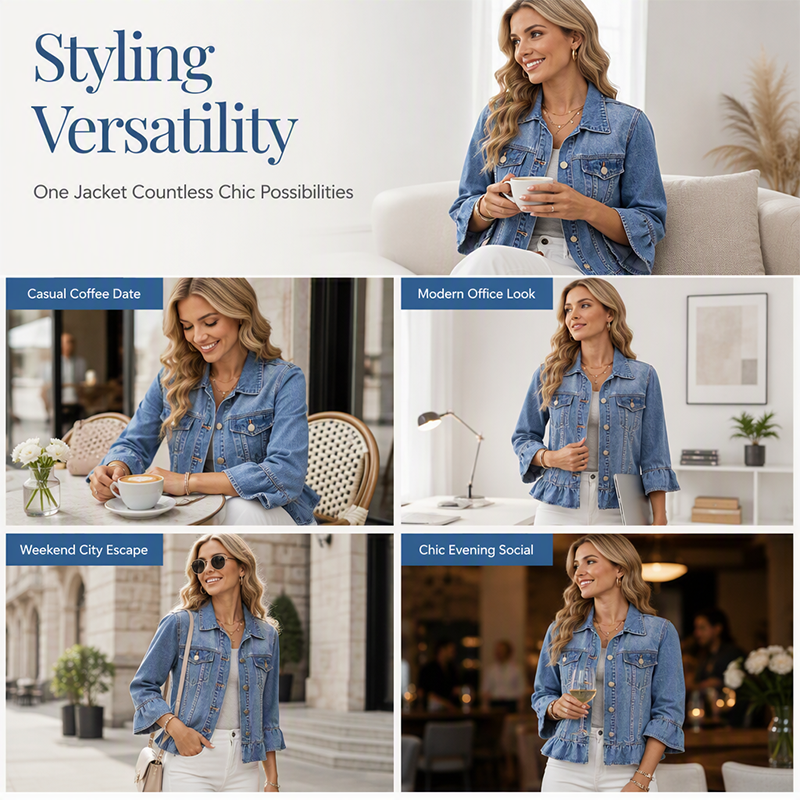 💙 Ruffled Denim, Waist-Flattering Shape | Women&