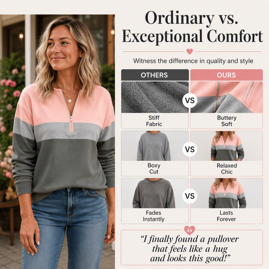 🎨 Bold Color-Block, Easy Half-Zip Style | Women&