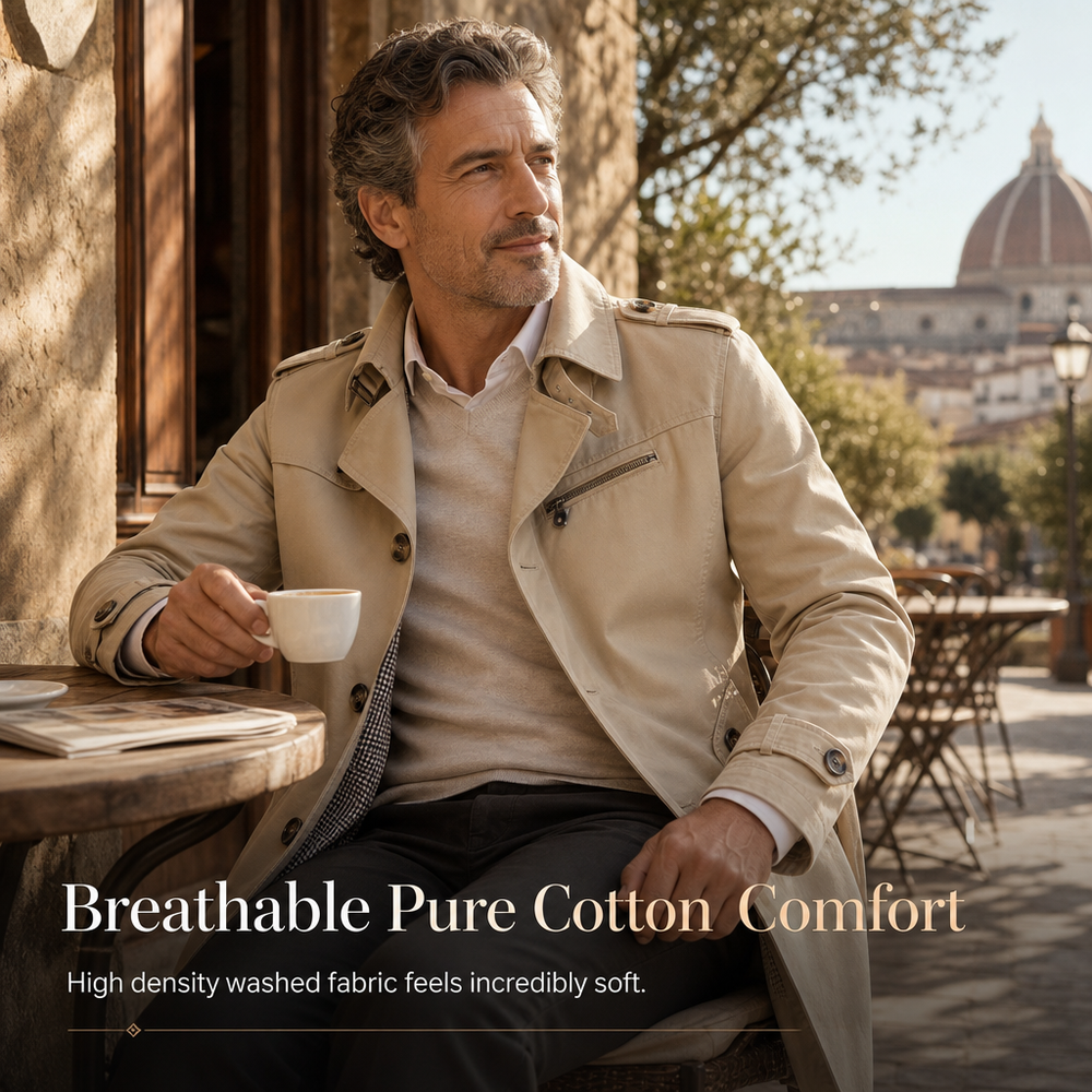 Men's Casual Pure Cotton Windbreaker Spring and Autumn Work Outerwear