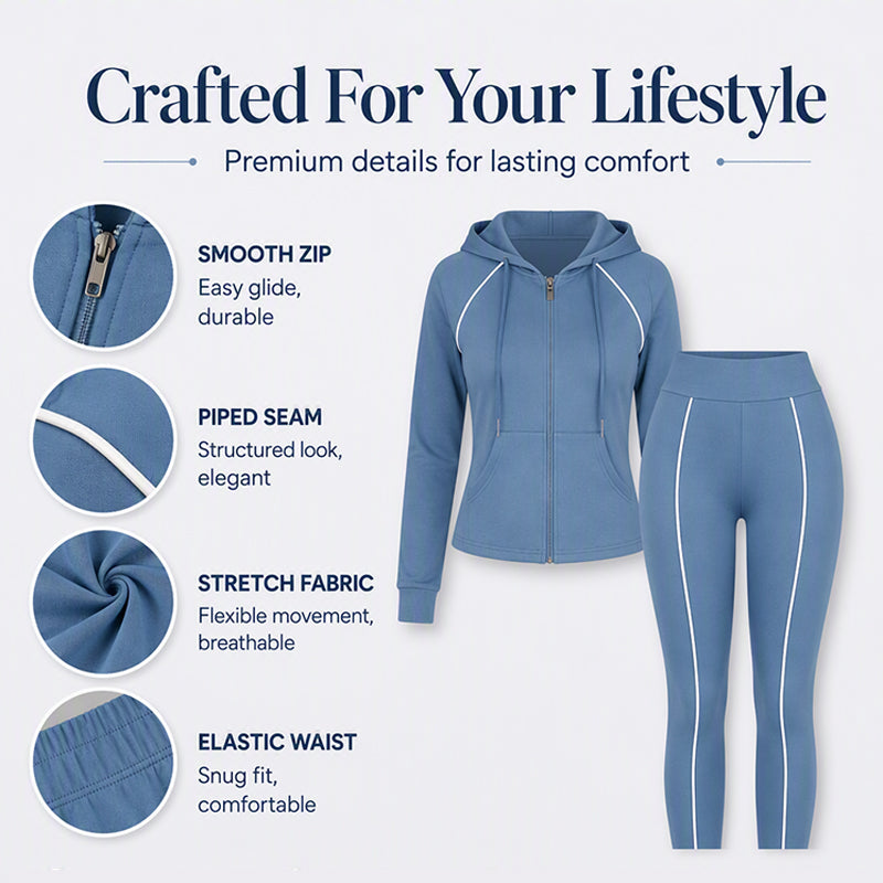 🎉 One Set, More Ways to Wear | Women's Zip-Up Hoodie & Pants 2-Piece Set⚡