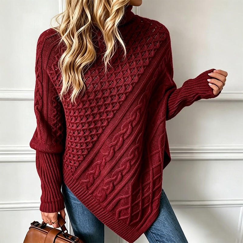 🧶 Rich Cable Texture, Relaxed Poncho Drape | Women&
