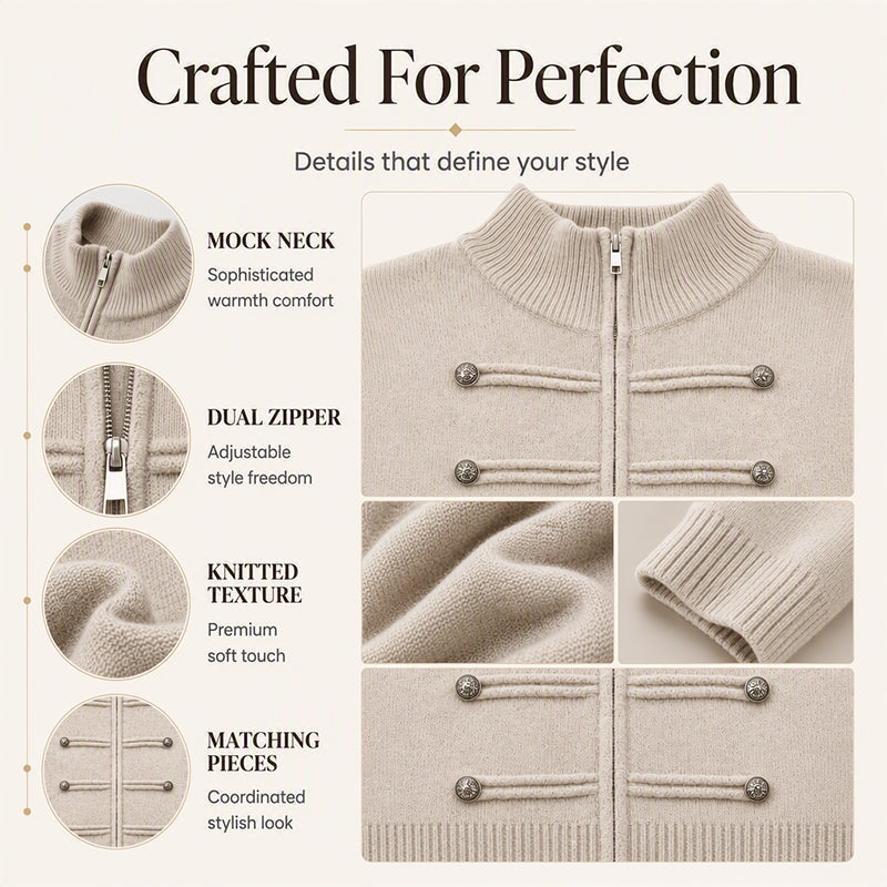 🥳💞46K+ SOLD🧥Women's Casual Double Zipper Sweater Jacket🎁