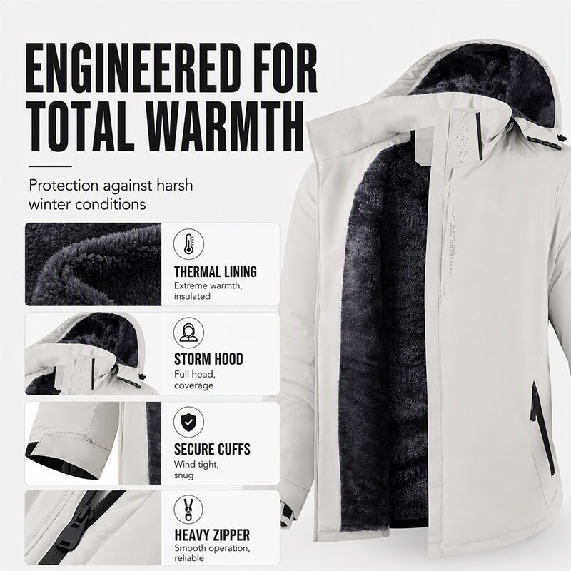 🌧️ Waterproof Protection, Plush-Lined Warmth | Men's Hooded Jacket ⚡ Free Shipping