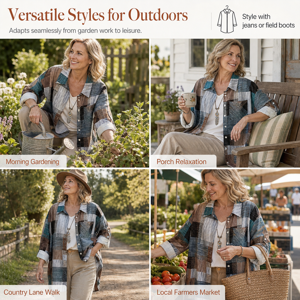 Casual Loose Fit Plaid Long Sleeve Shirt Plus Size Sun Protection Outerwear for Spring and Autumn