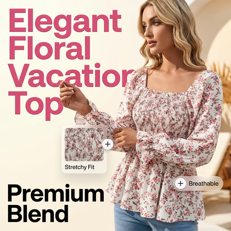 🌸 Women’s casual floral-print shirt – feminine, light and versatile