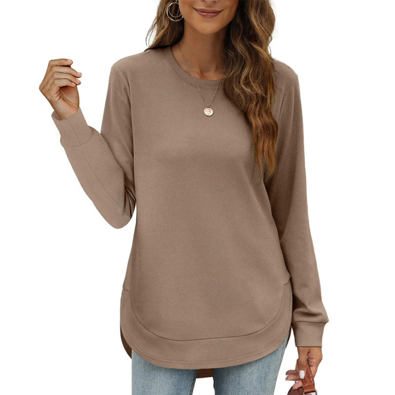 🖤Black Friday Sale:50% OFF🖤✨🍂 Women’s Solid High Low Hem Long-Sleeve Tops