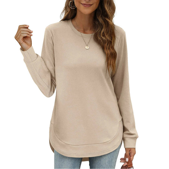 🖤Black Friday Sale:50% OFF🖤✨🍂 Women’s Solid High Low Hem Long-Sleeve Tops