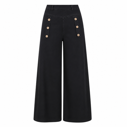 ⏰  💖Black Friday Mega Deal – 50% off!💖!✨High Waisted Wide Leg Stretch Denim Jeans with Decorative Buttons