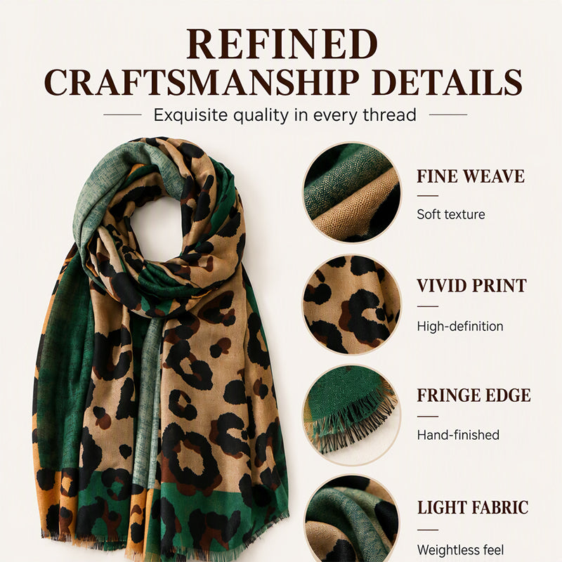Versatile Lightweight Leopard Print Shawl Scarf