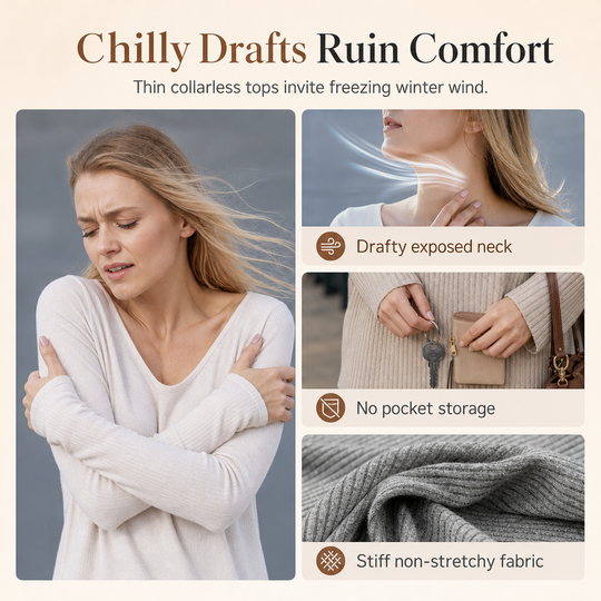 Women’s Loose-Fit Mock Neck Long-Sleeve T-Shirt