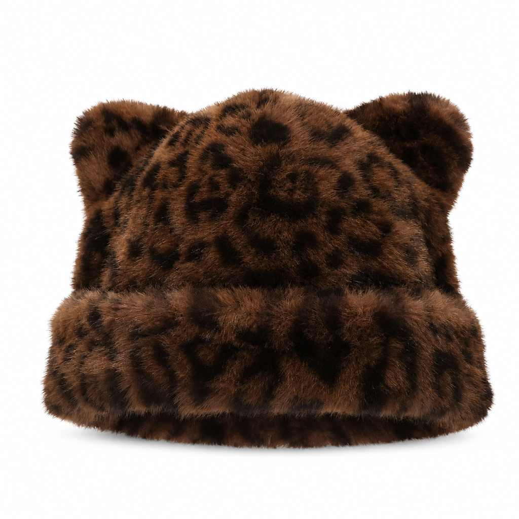 🐱Women Fluffy Faux Mink Fur Beanie Hat with Cute Bear Ears Warm Winter Cold Weather Pullover Cap🧢