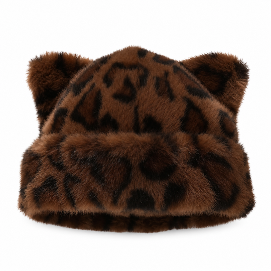 🐱Women Fluffy Faux Mink Fur Beanie Hat with Cute Bear Ears Warm Winter Cold Weather Pullover Cap🧢