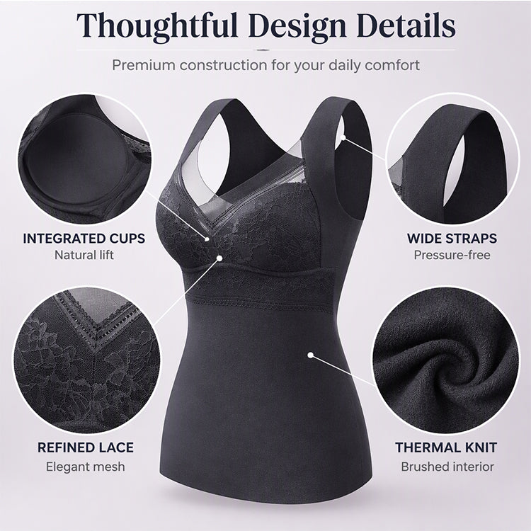 💖Thermal Camisole with Built-In Bra – Slim Fit, Warm &amp; Supportive