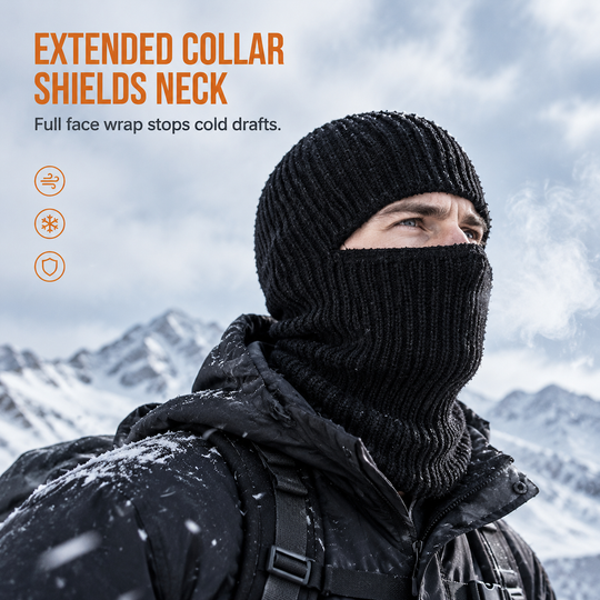 Men Warm Knitted Balaclava Hat Windproof Winter Beanie Cap and Cold Weather Face Mask Hood