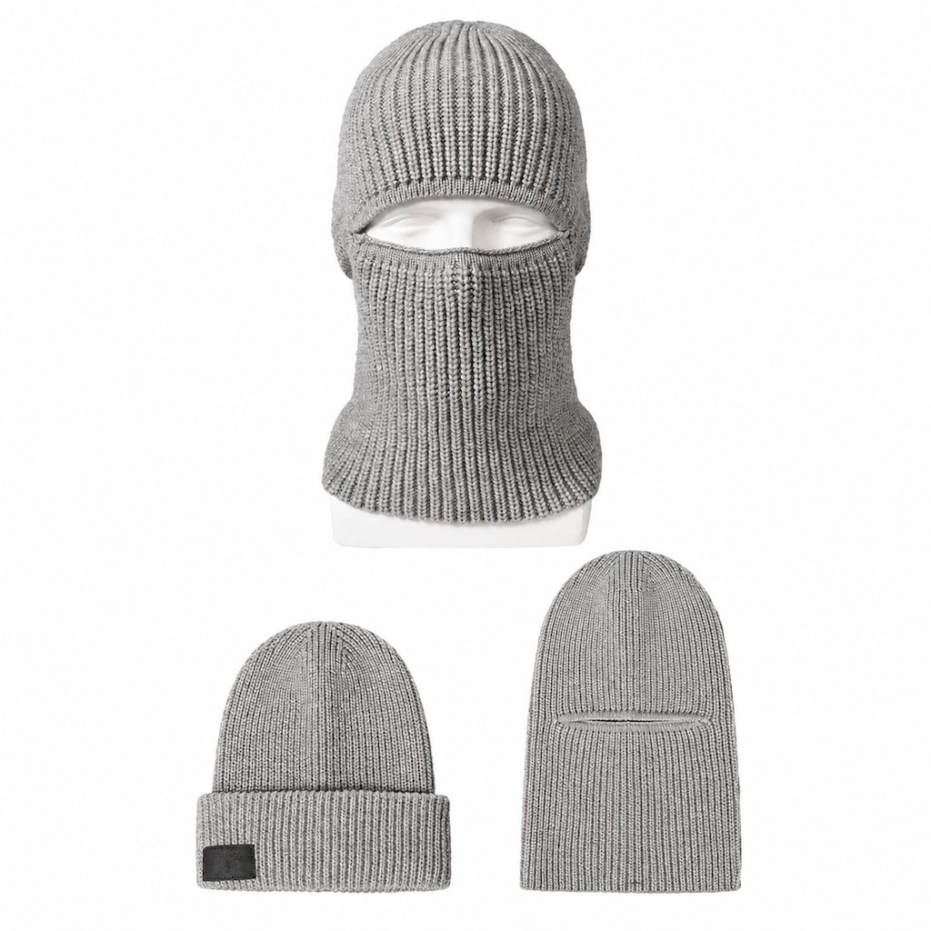 Men Warm Knitted Balaclava Hat Windproof Winter Beanie Cap and Cold Weather Face Mask Hood