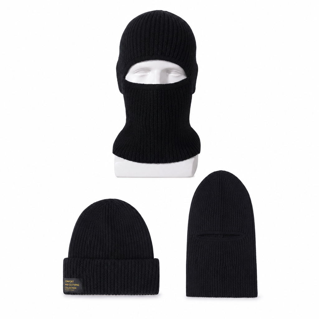 Men Warm Knitted Balaclava Hat Windproof Winter Beanie Cap and Cold Weather Face Mask Hood