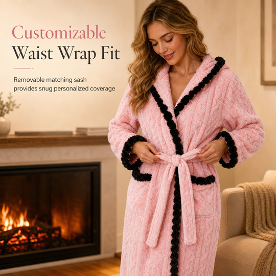 🎀 Thick Long Sleeve Knit Plush Bathrobe