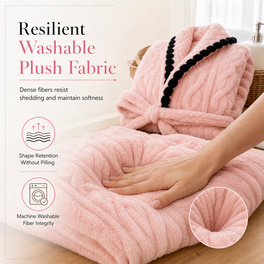 🎀 Thick Long Sleeve Knit Plush Bathrobe