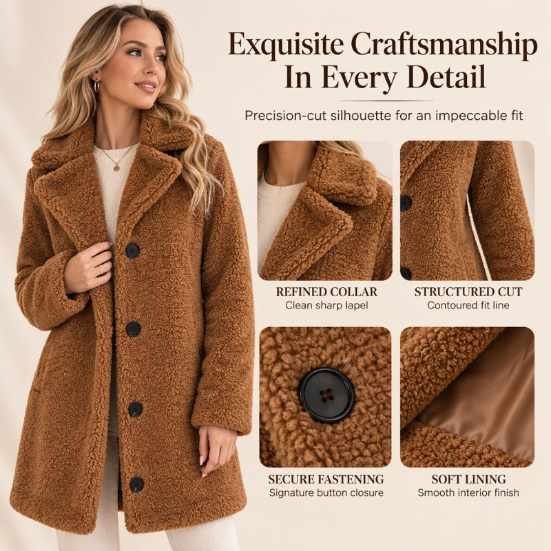 🧥 Cloud-Soft Warmth, Polished Lapel Detail | Women's Warm Plush Button-Down Lapel Coat