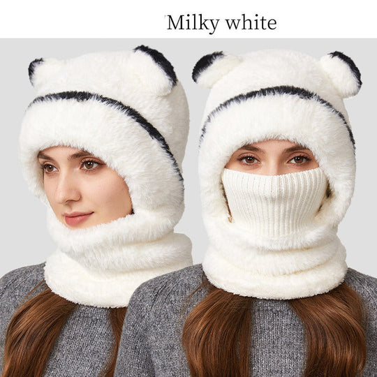 🐻 All-in-One Warmth, Cozy Full Coverage | 3-in-1 Winter Bear Hat with Scarf &amp; Mask