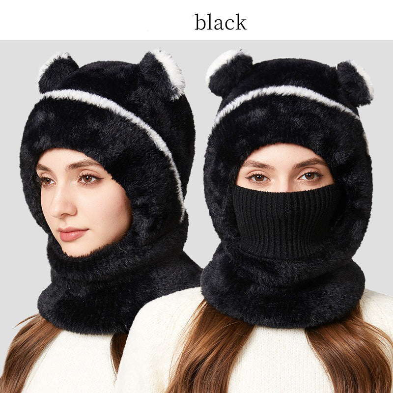 🐻 All-in-One Warmth, Cozy Full Coverage | 3-in-1 Winter Bear Hat with Scarf &amp; Mask