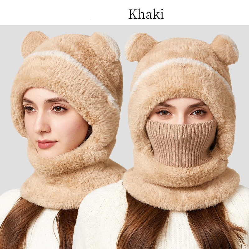 🐻 All-in-One Warmth, Cozy Full Coverage | 3-in-1 Winter Bear Hat with Scarf &amp; Mask