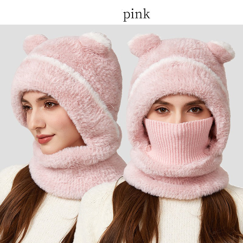 🐻 All-in-One Warmth, Cozy Full Coverage | 3-in-1 Winter Bear Hat with Scarf &amp; Mask