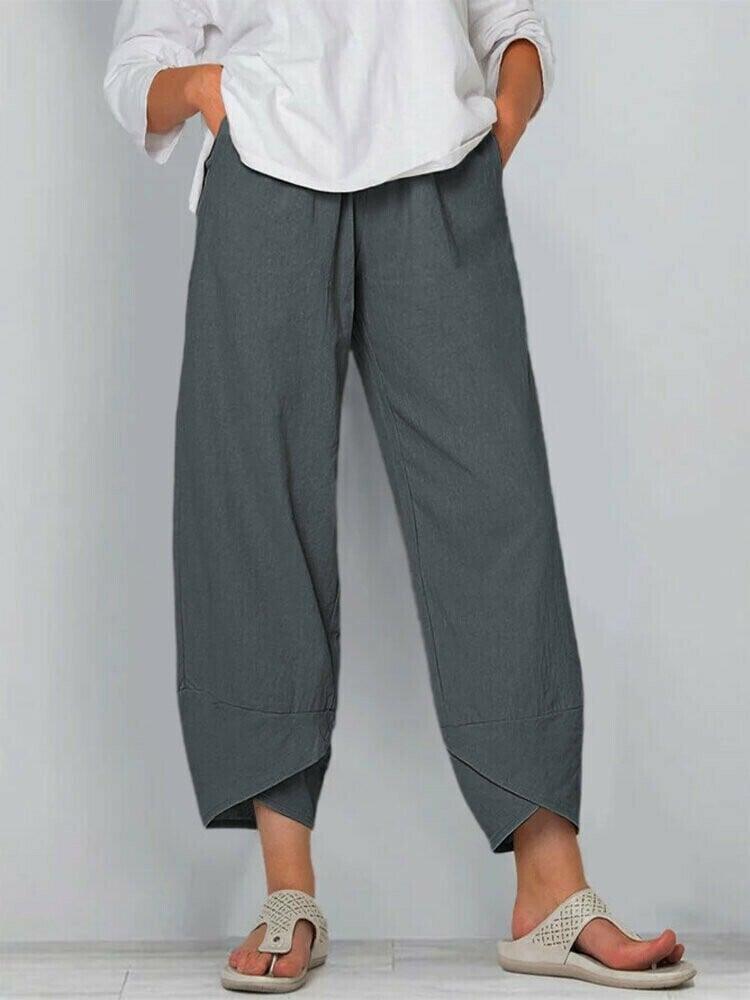 ⏳Time-Limited Special⏰Vintage Asymmetrical Elastic Waist Pockets Pants